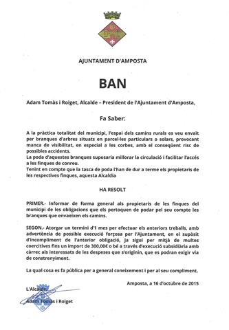 Ajuntament d´Amposta > Informació Oficial > BAN: neteja de les branques que envaeixen els camins 